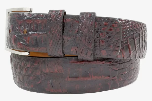 Genuine Hornback Black Cherry Caiman Crocodile Leather Belt for men