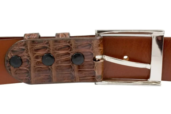 Genuine Hornback Cigar Brown Caiman Crocodile Leather Belt for Men