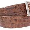 Genuine Hornback Cigar Brown Caiman Crocodile Leather Belt for Men