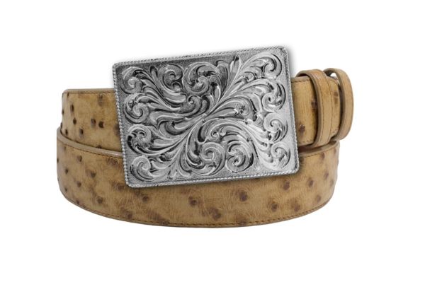Hand Engraved Sterling Silver (.925) Cowboy Trophy Belt Buckle (Made in Texas)