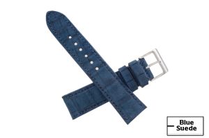 Handmade Genuine AAA Ultra Blue Suede Alligator Leather Watch Strap (Made in U.S.A)