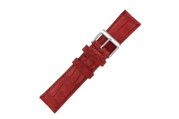 Genuine AAA Ultra Red Suede Alligator Leather Watch Strap (Made in U.S.A)