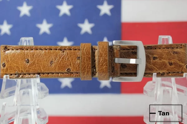 Tan Full Quill Ostrich Leather Watch Strap
