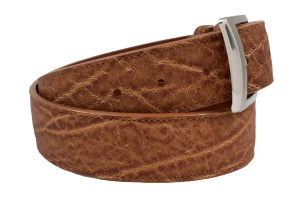 Handmade Genuine Cognac Elephant Leather Belt for Men