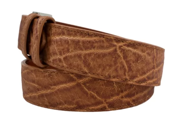 Handmade Genuine Cognac Elephant Leather Belt for Men
