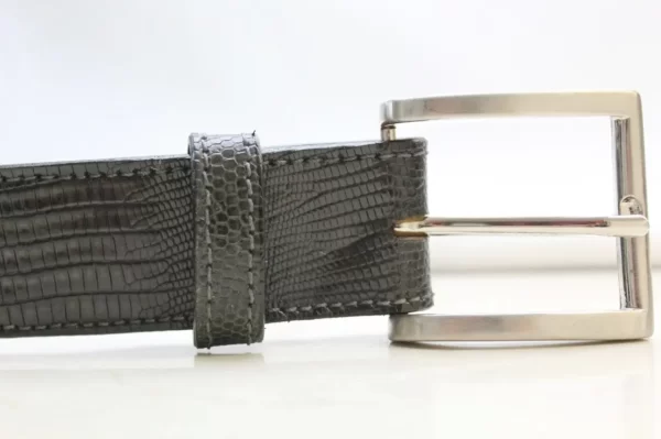 Genuine Handmade Charcoal-Gray Lizard leather Belt for Men