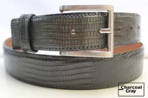 Genuine Handmade Charcoal-Gray Lizard leather Belt for Men
