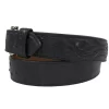 Hand Tooled Black Full Quill Ostrich Leather Belt