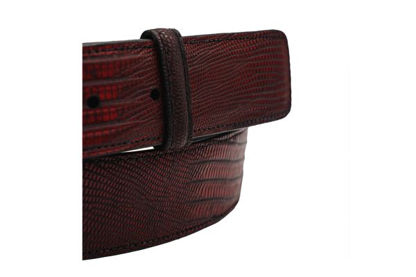 Genuine Black Cherry Lizard Leather Belt
