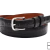 Handmade Black Alligator Leather Tapered Belt