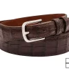 Handmade Brown Alligator Leather Tapered Belt
