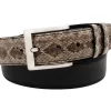 Genuine Rattle Snake Tip Black Leather Belt