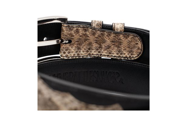 Genuine Rattle Snake Tip Black Leather Belt