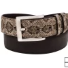 Genuine Rattle Snake Tip Brown Leather Belt