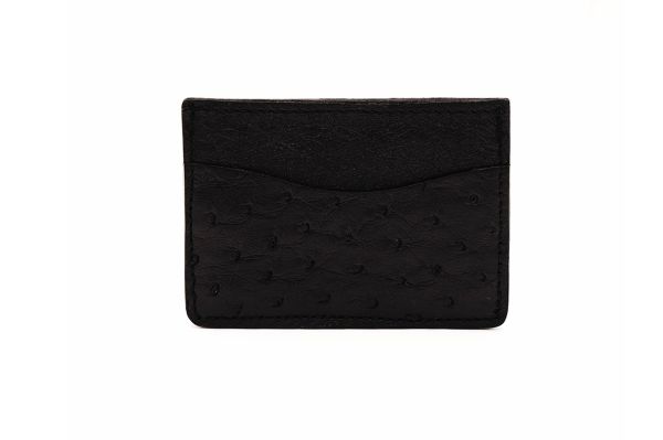 Full Quill Black Ostrich Leather Wallet