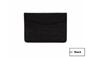 Full Quill Black Ostrich Leather Wallet