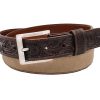 Hand tooled Cappuccino Italian Suede Leather Belt