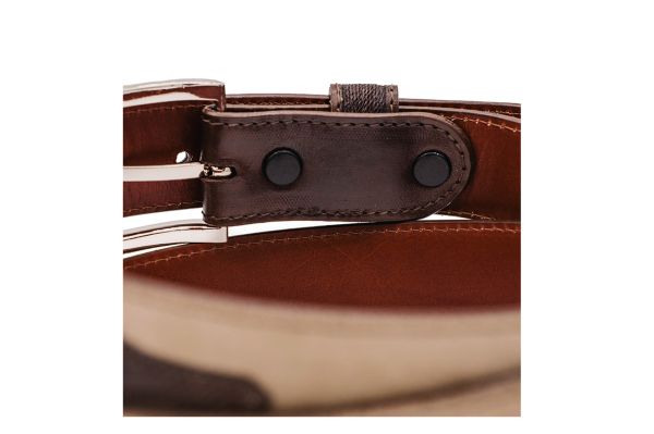 Hand tooled Cappuccino Italian Suede Leather Belt