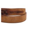 Hand Tooled Caramel Italian Suede Leather Belt