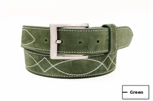 Buckaroo Olive Green Italian Suede Leather Belt