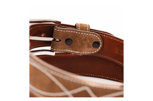 Buckaroo Cognac Italian Suede Leather Belt