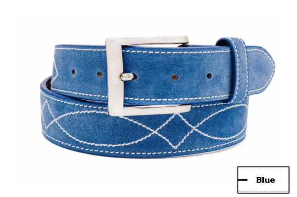 Buckaroo Blue Italian Suede Leather Belt