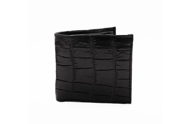 Black American Alligator Bifold Leather Wallet