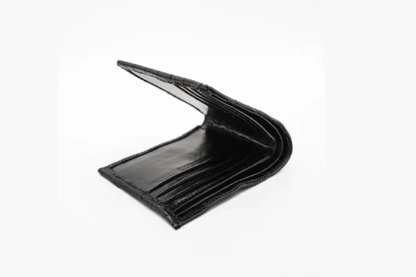 Black American Alligator Bifold Leather Wallet
