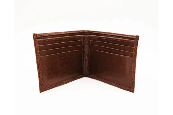 Cognac Ostrich Leg Bifold Leather Wallet