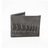 Gray Ostrich Leg Bifold Leather Wallet
