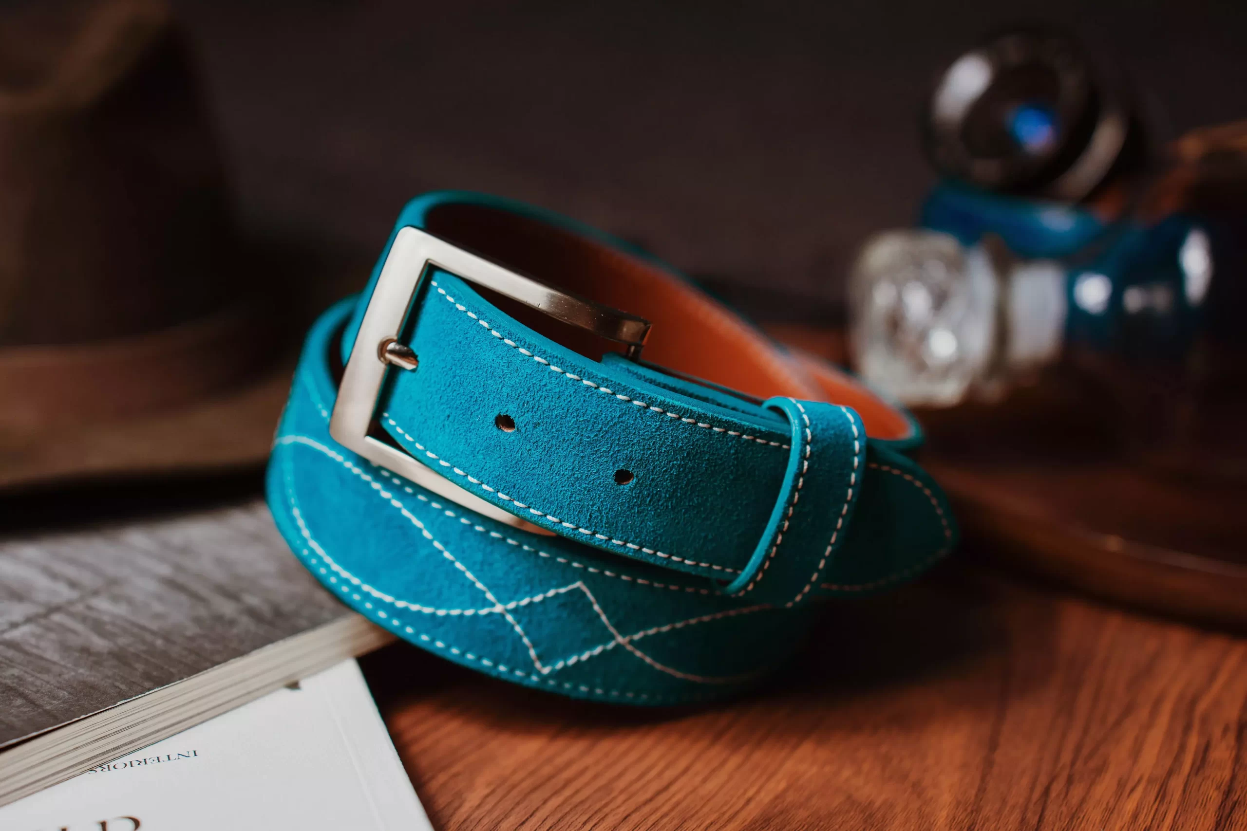 green leather belt suede scaled | Artifex Leather Works