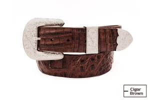 cigar brown Caiman Hornback The Taylor Crocodile Leather Belt