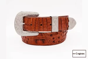 cognac Caiman Hornback The Taylor Crocodile Leather Belt