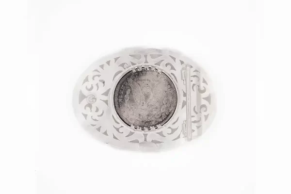 A Dollar Earned Filigree Sterling Silver (.925) Oval Trophy Belt Buckle