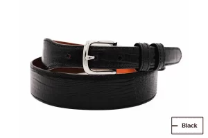 Black Tapered Lizard Leather Belt b