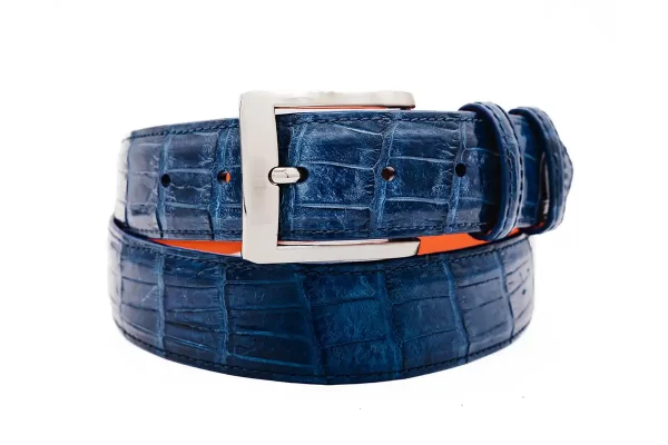 Ultra Blue American Alligator Leather Belt