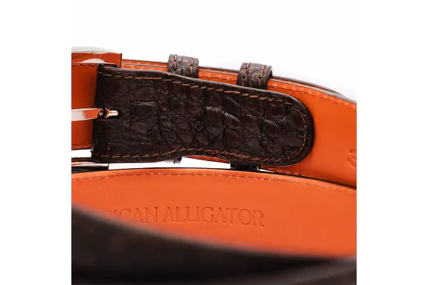 Ultra Coffee Brown American Alligator Leather Belt c