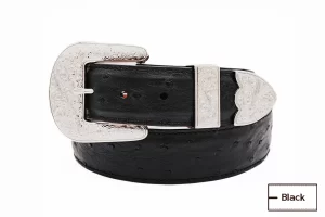 Black "The Taylor" Full Quill Ostrich Leather Belt