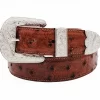Cognac "The Taylor" Full Quill Ostrich Leather Belt
