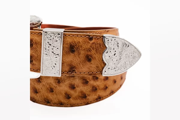 "The Taylor" Full Quill Ostrich Leather Belt by Artifex LeatherWorks