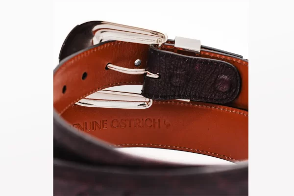 Black Cherry "The Taylor" Full Quill Ostrich Leather Belt