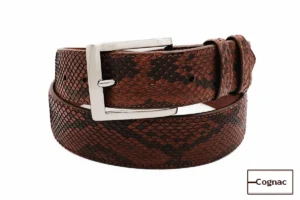 Cognac Python Belt with Black Buckle