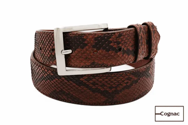 Cognac Python Belt with Black Buckle