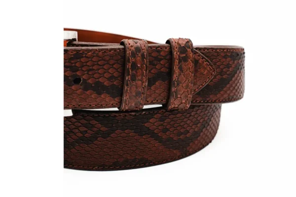 Cognac Python Belt with Black Buckle