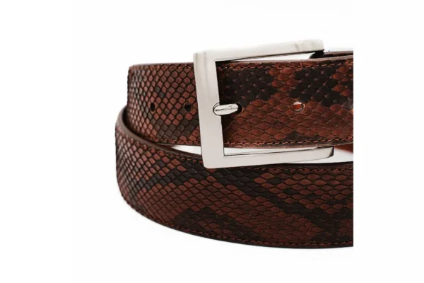 Cognac Python Belt with Black Buckle