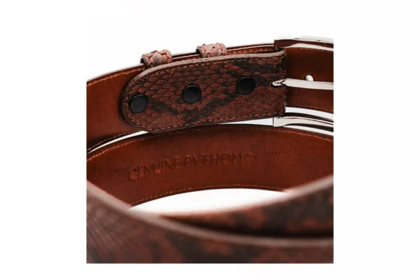 Cognac Python Belt with Black Buckle