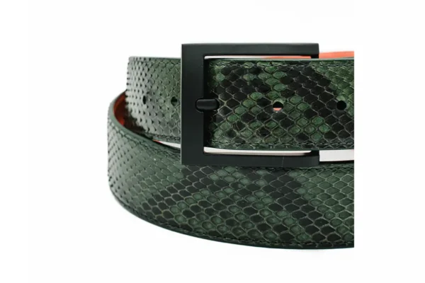 Green Python Belt with Black Buckle a