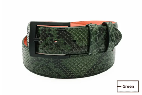 Green Python Belt with Black Buckle a