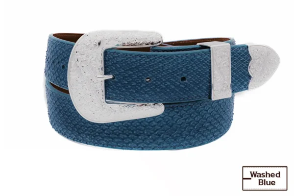 Taylor Washed Blue Python Small Scales Belt a