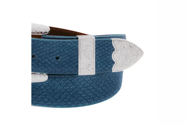 Taylor Washed Blue Python Small Scales Belt a